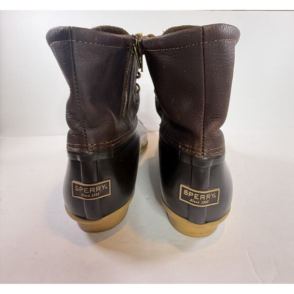 Sperry Womens Duck Boot Brown Rain Booties Warm Microfleece Rawhide Lace Up 11 - Picture 5 of 12